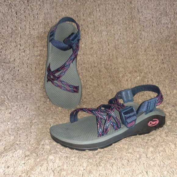 CHACO ZX/1-Ecotread Sandal-Navy Sport Strappy Water Hiking Trail-Sz 6-Near Mint - Picture 1 of 7